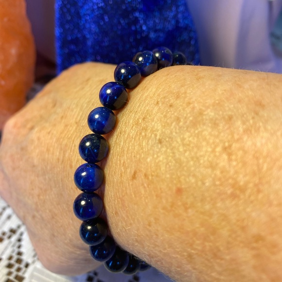 NWT UNISEX BLUE TIGER EYE BEADED ADJUSTABLE TO FIT OTTO MEN AND WOMEN - Picture 4 of 13